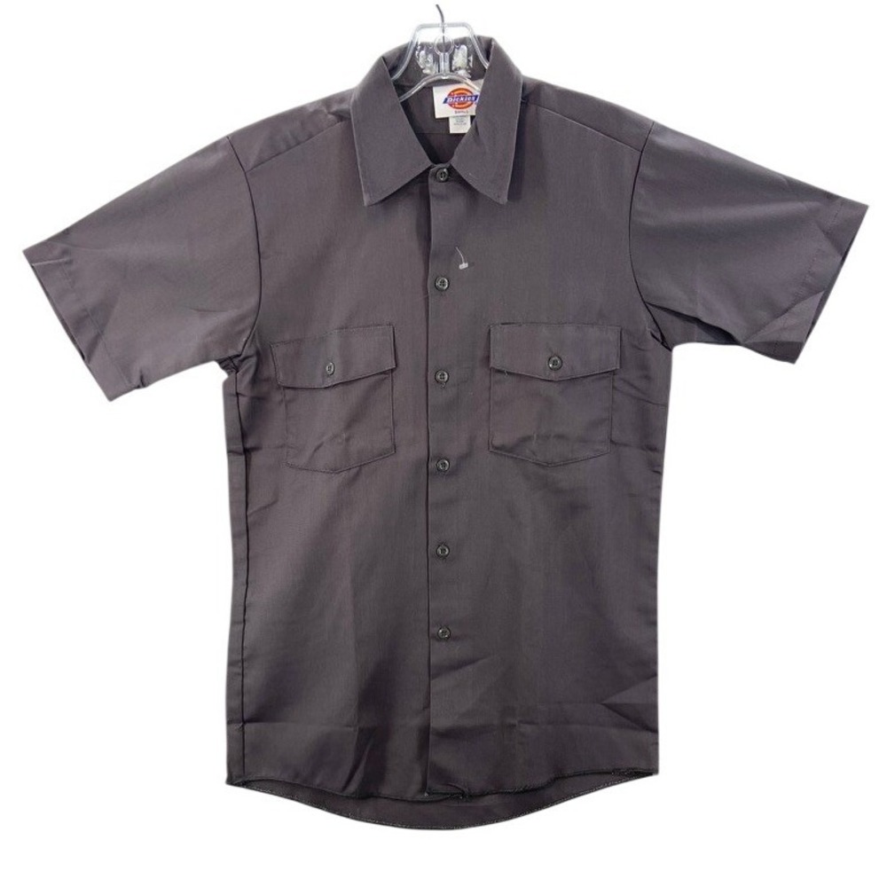 Dickies Work Shirt Mens Small Charcoal Grey Short Sleeve Button Up Made in USA